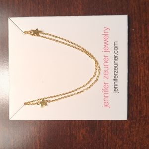 NWT Jennifer Zeuner Star Double Gold Tone Necklace